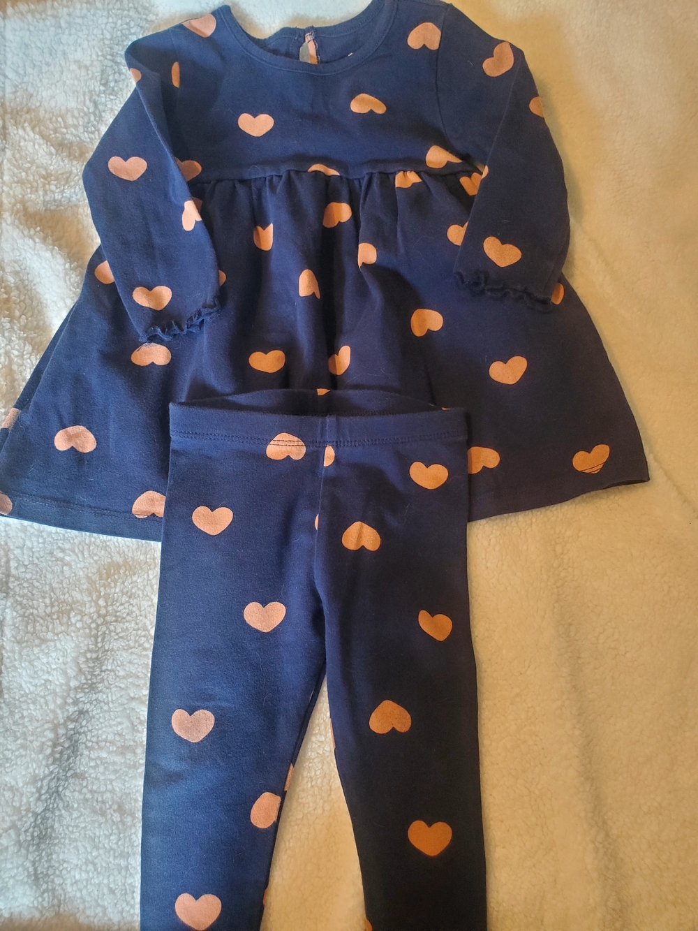 Carter's Navy and Peach Heart Dress & Leggings Set